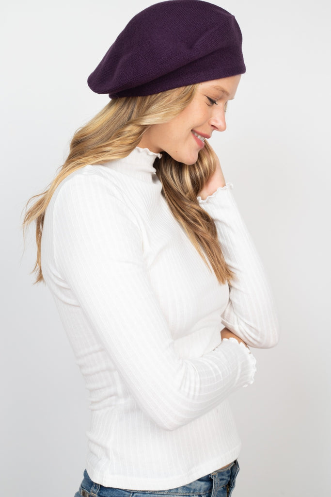 STRETCHY SOLID BERET ACRYLIC