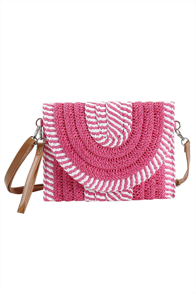 MIXED STRIPED STRAW CLUTCH & CROSSBODY