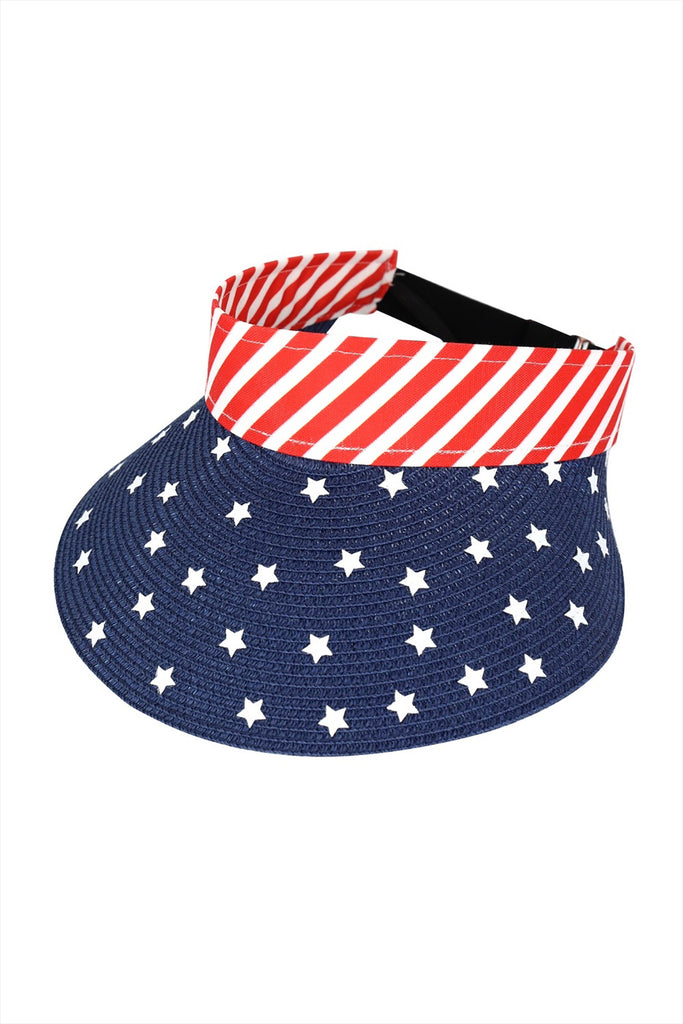 AMERICAN FLAG ROLL UP VISOR WITH ADJUSTABLE ELASTIC BAND