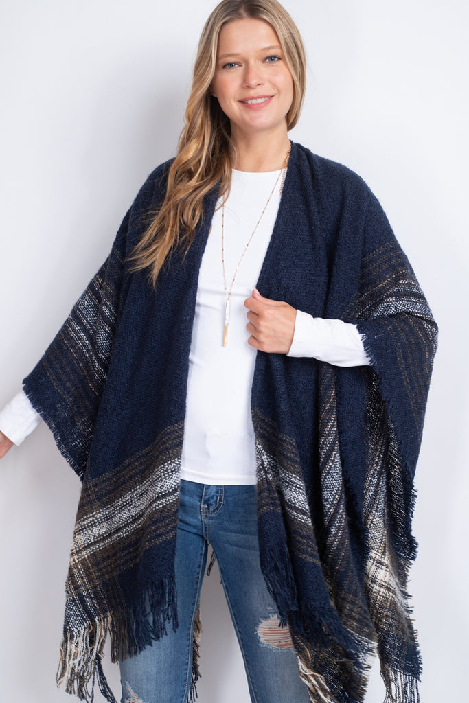 MULTI PLAID RUANA WRAP