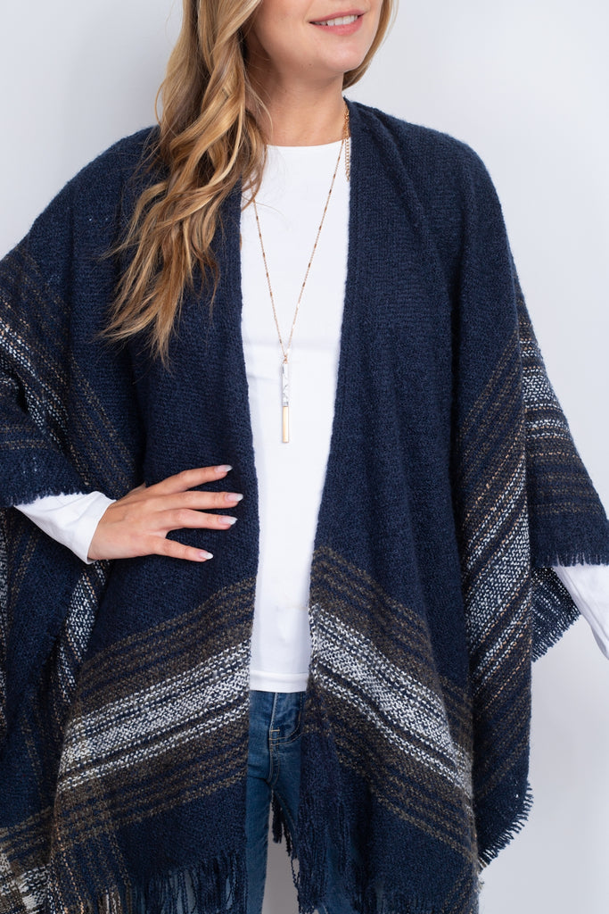 MULTI PLAID RUANA WRAP