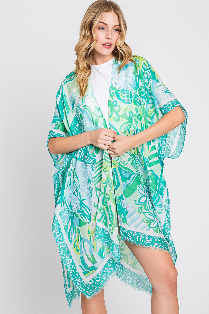 WATERCOLOR GEOMETRIC PRINT KIMONO