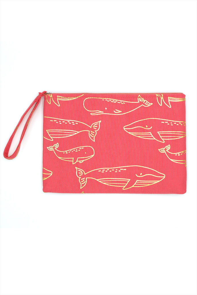 GOLD FOIL WHALE POUCH