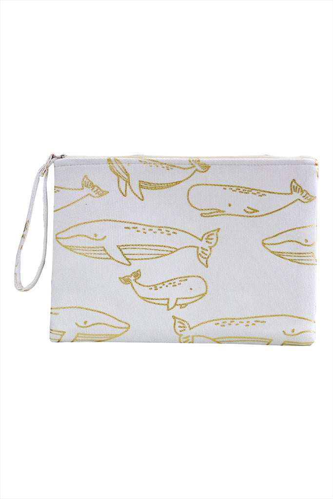 GOLD FOIL WHALE POUCH