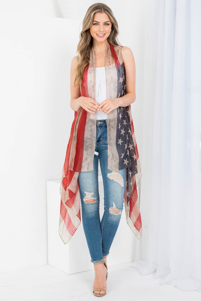 VINTAGE AMERICAN FLAG VEST 35"X70"