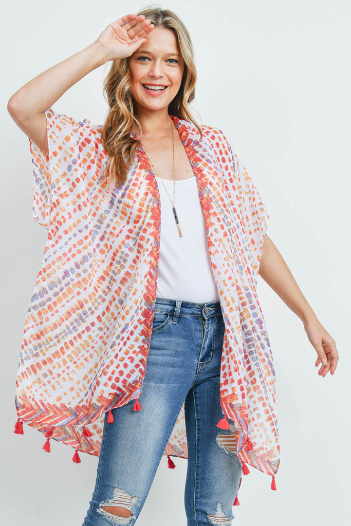 MS0179 - MULTI DASH PATTERN TASSEL KIMONO