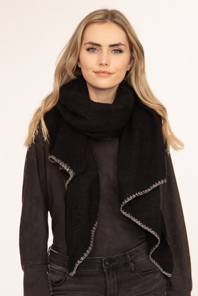 STITCH TRIM SOLID OBLONG SCARF
