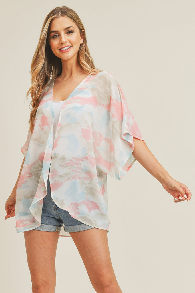 TIE DYE HIP LENGTH KIMONO