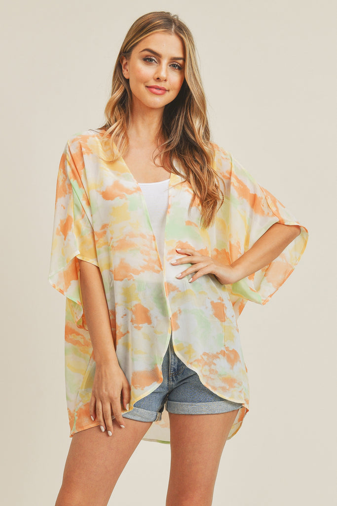 TIE DYE HIP LENGTH KIMONO