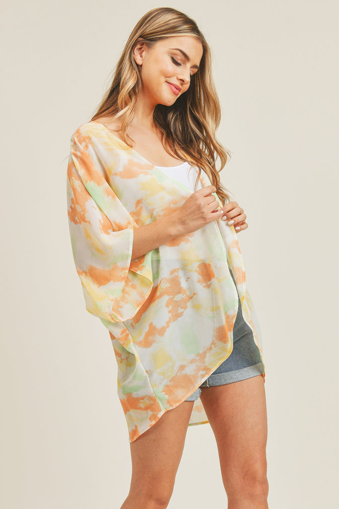 TIE DYE HIP LENGTH KIMONO