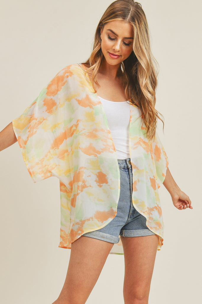 TIE DYE HIP LENGTH KIMONO