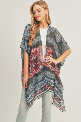 SOLID TEXTURED NECK PONCHO