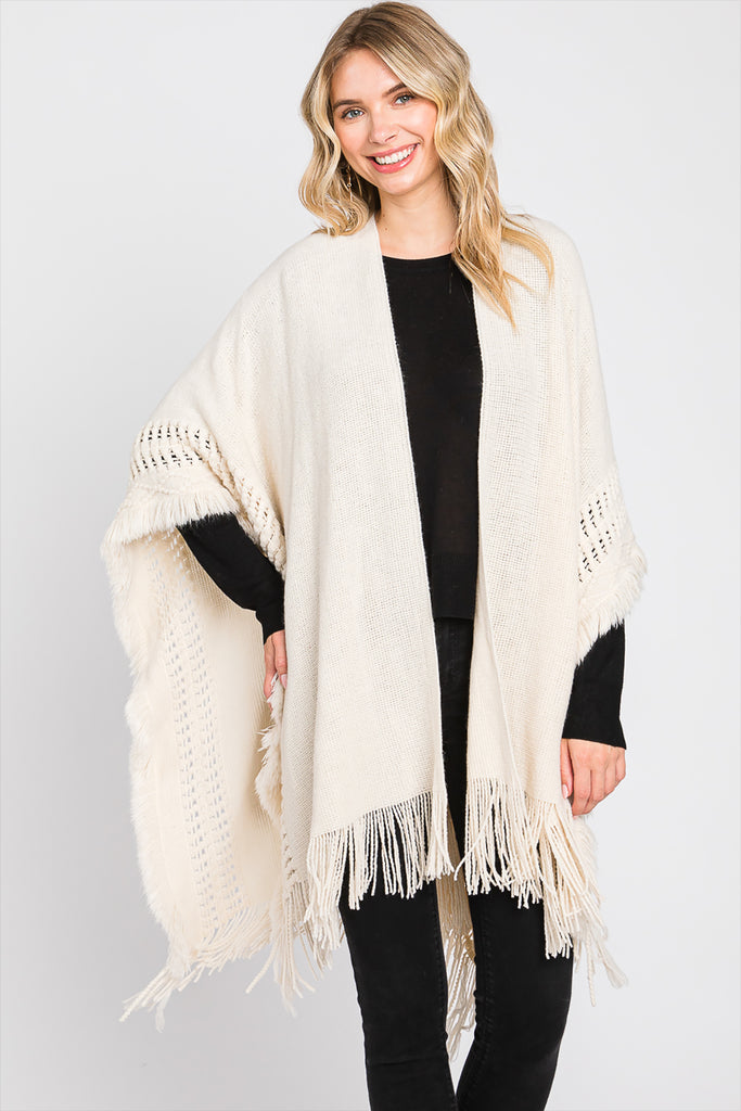 KNIT RUANA WITH FRINGE