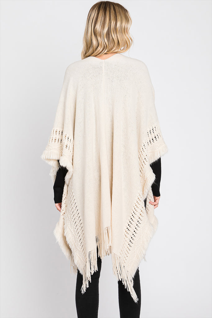 KNIT RUANA WITH FRINGE