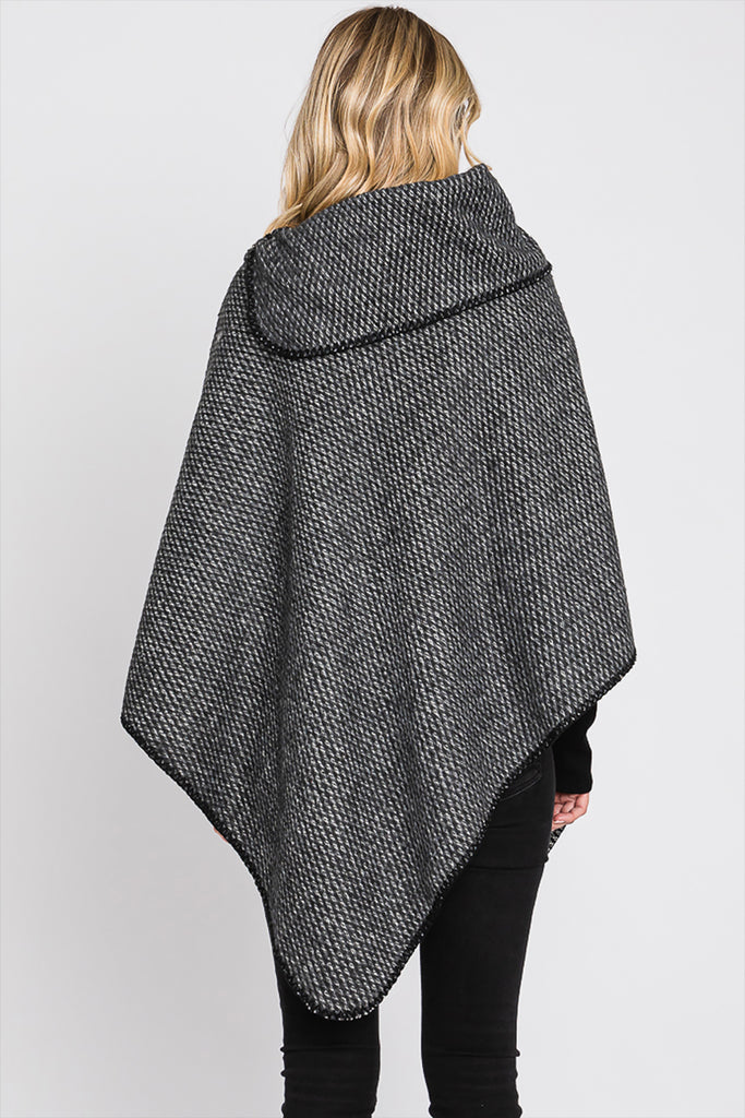 SOLID TEXTURED NECK PONCHO