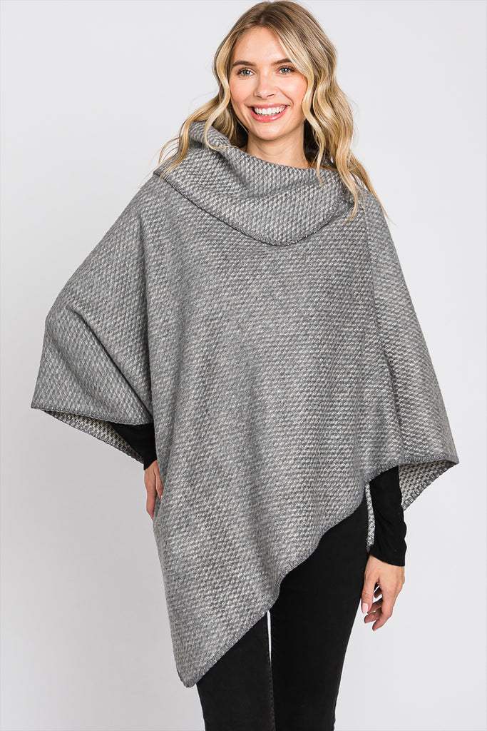 SOLID TEXTURED NECK PONCHO