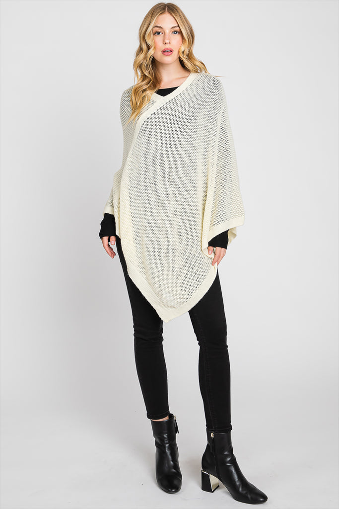 SOLID LOOSE KNIT PONCHO