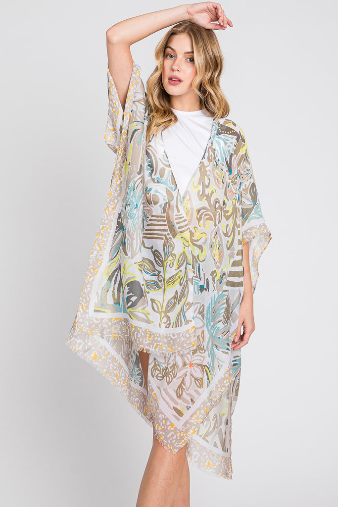 WATERCOLOR GEOMETRIC PRINT KIMONO