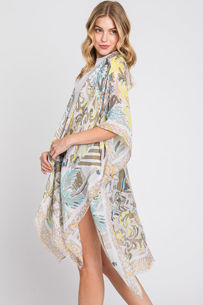 WATERCOLOR GEOMETRIC PRINT KIMONO