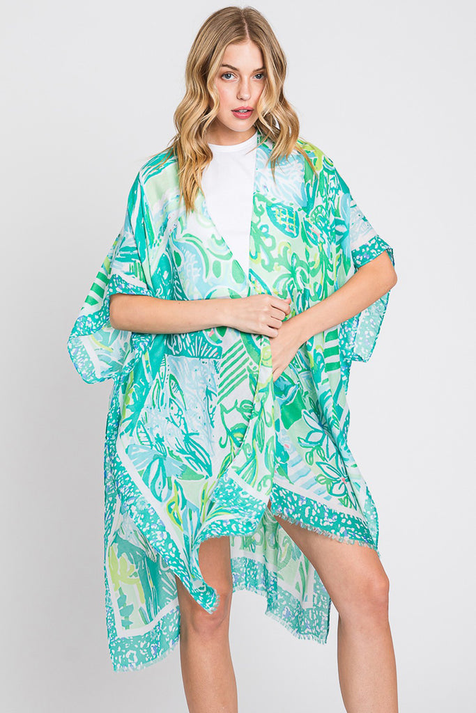 WATERCOLOR GEOMETRIC PRINT KIMONO