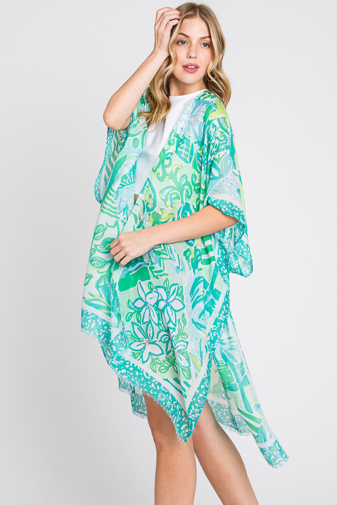 WATERCOLOR GEOMETRIC PRINT KIMONO