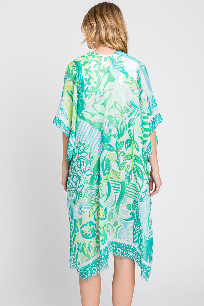 WATERCOLOR GEOMETRIC PRINT KIMONO