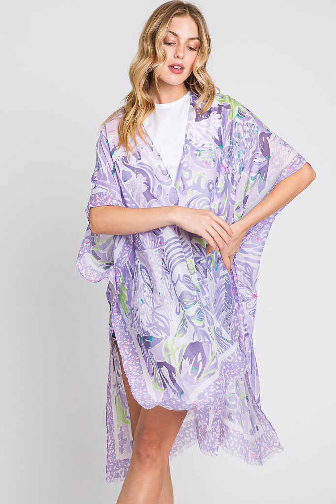 WATERCOLOR GEOMETRIC PRINT KIMONO