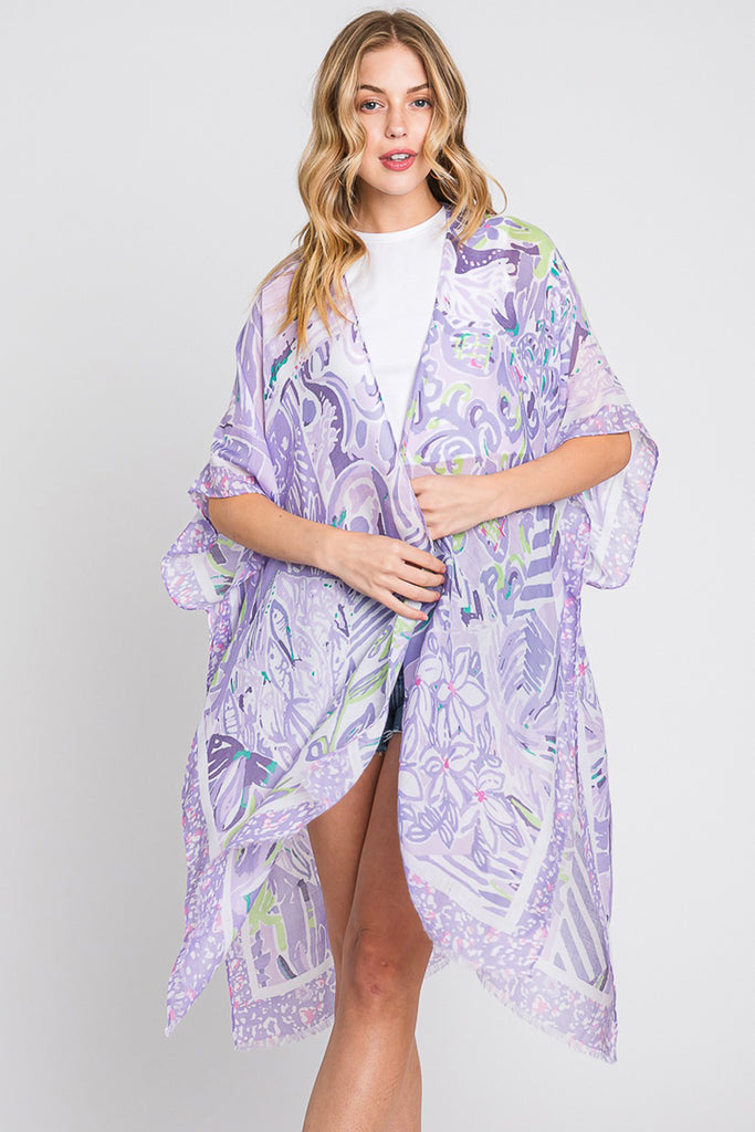WATERCOLOR GEOMETRIC PRINT KIMONO