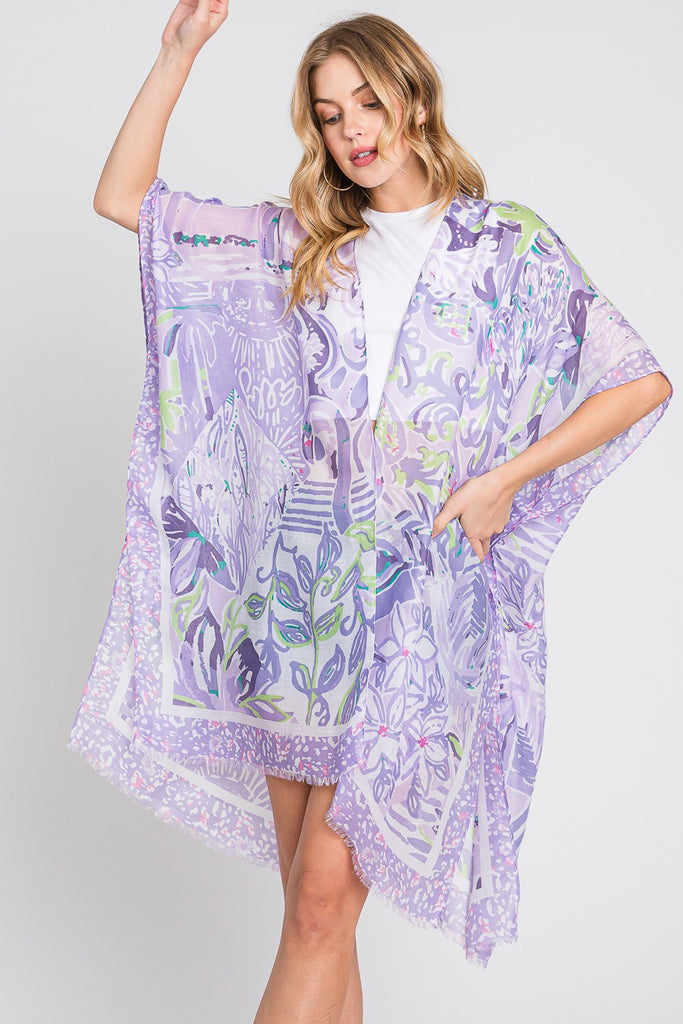 WATERCOLOR GEOMETRIC PRINT KIMONO