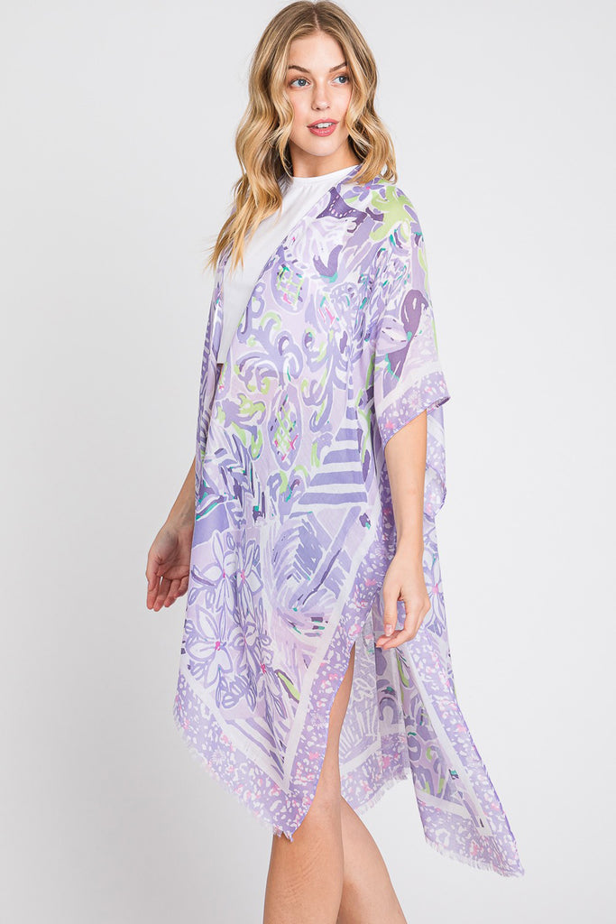 WATERCOLOR GEOMETRIC PRINT KIMONO