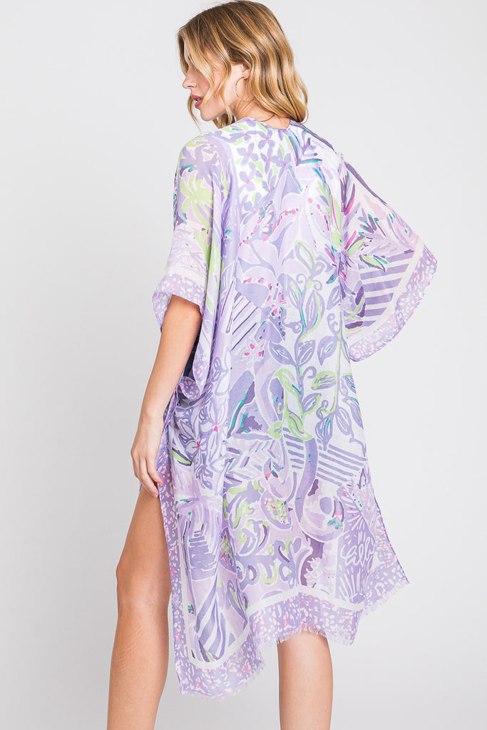 WATERCOLOR GEOMETRIC PRINT KIMONO