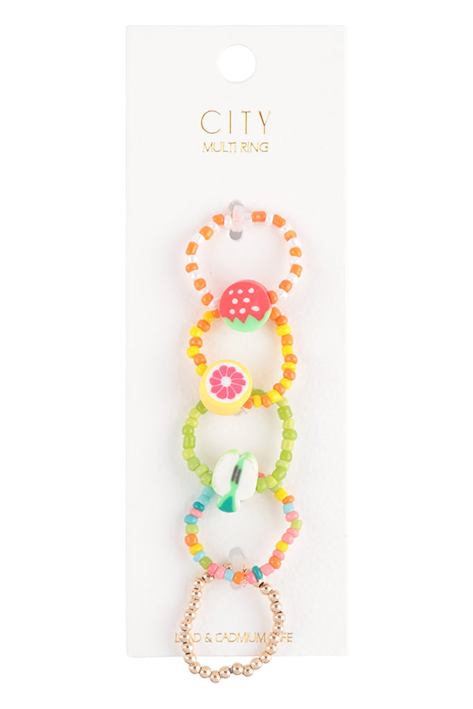 TROPICAL FRUIT BEAD RING SET