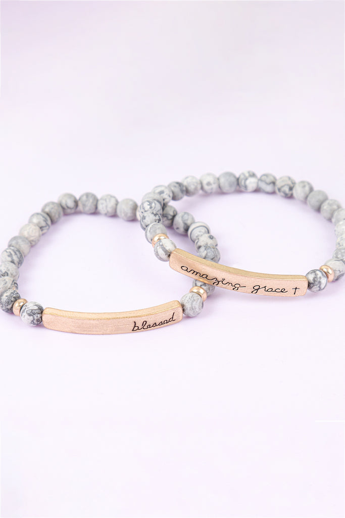AMAZING GRACE NATURAL STONE STRETCH BRACELET