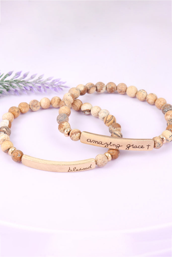 AMAZING GRACE NATURAL STONE STRETCH BRACELET