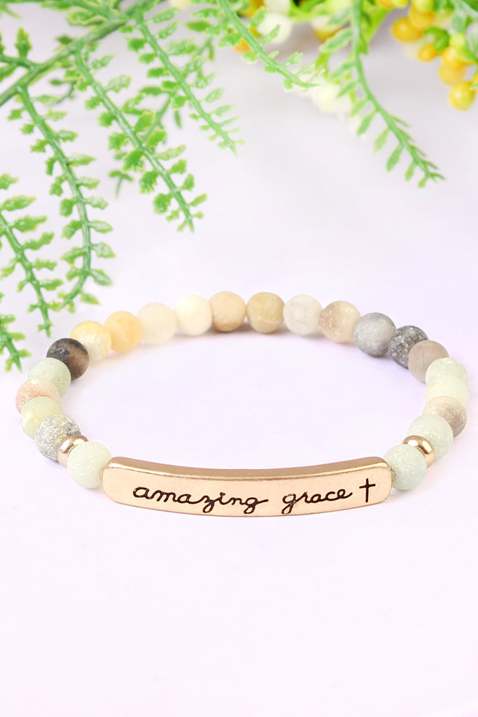 AMAZING GRACE NATURAL STONE STRETCH BRACELET