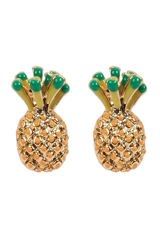 TROPICAL PINEAPPLE SEED BEAD POST DROP EARRINGS