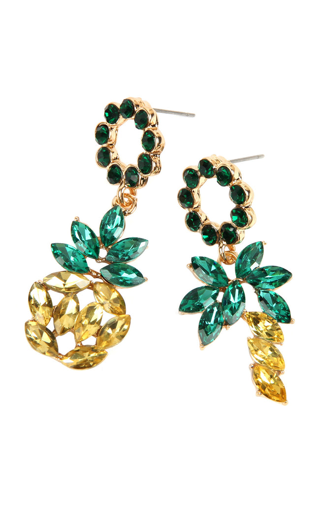 PINEAPPLE RHINESTONE TWO STYLE EARRINGS