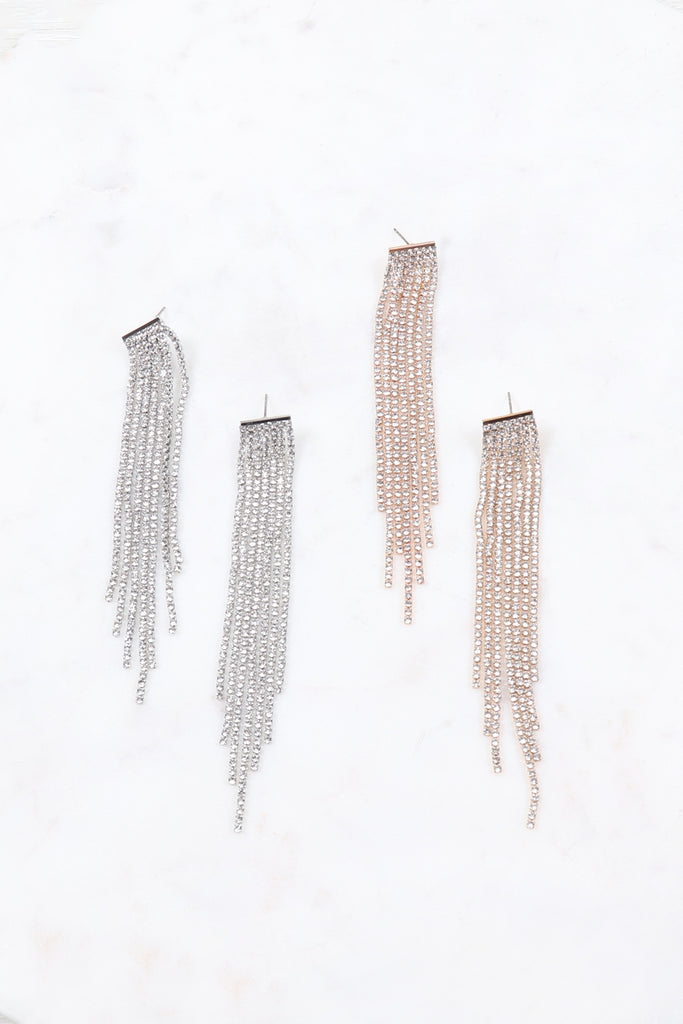 GOLD CUBIC ZIRCONIA TASSEL EARRINGS