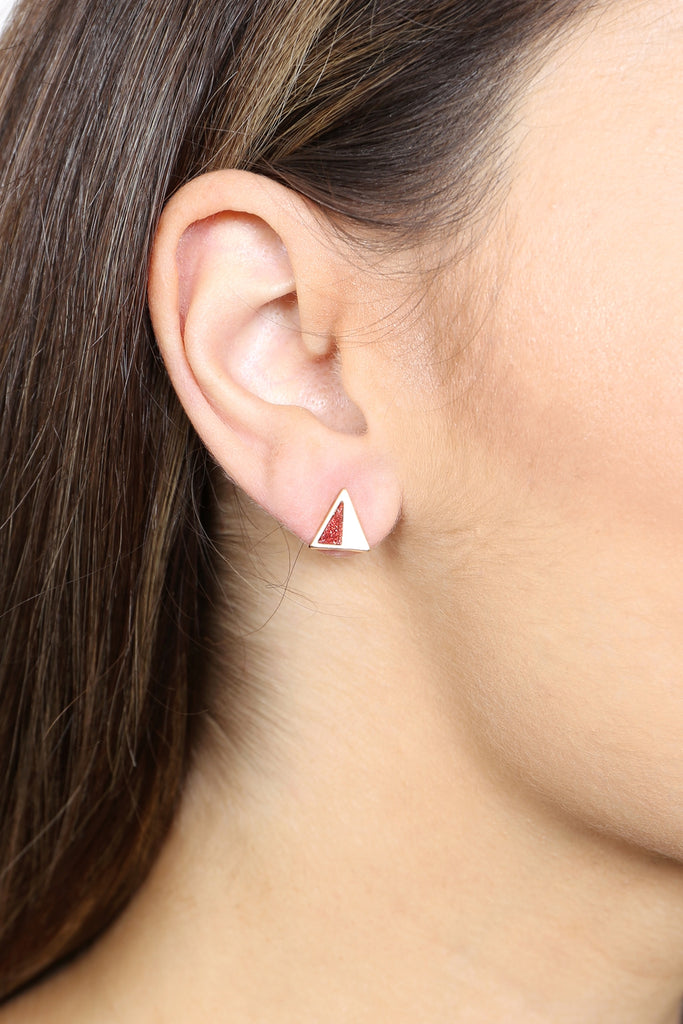 ASSORTED SET GEOMETRIC SHAPE DRUZY STUD EARRINGS