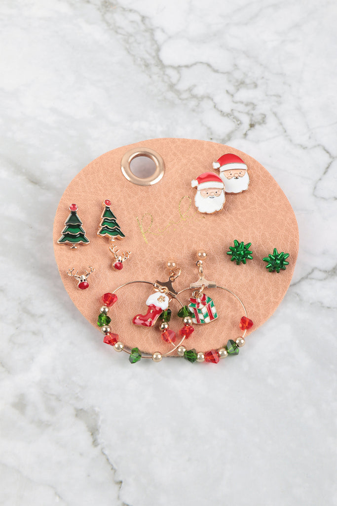 CHRISTMAS SANTA, TREE, GIFT, POST SET EARRINGS