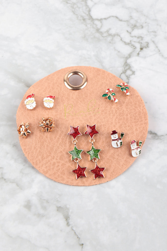 CHRISTMAS SANTA, SNOWMAN, CANDY CANE, POST SET EARRINGS