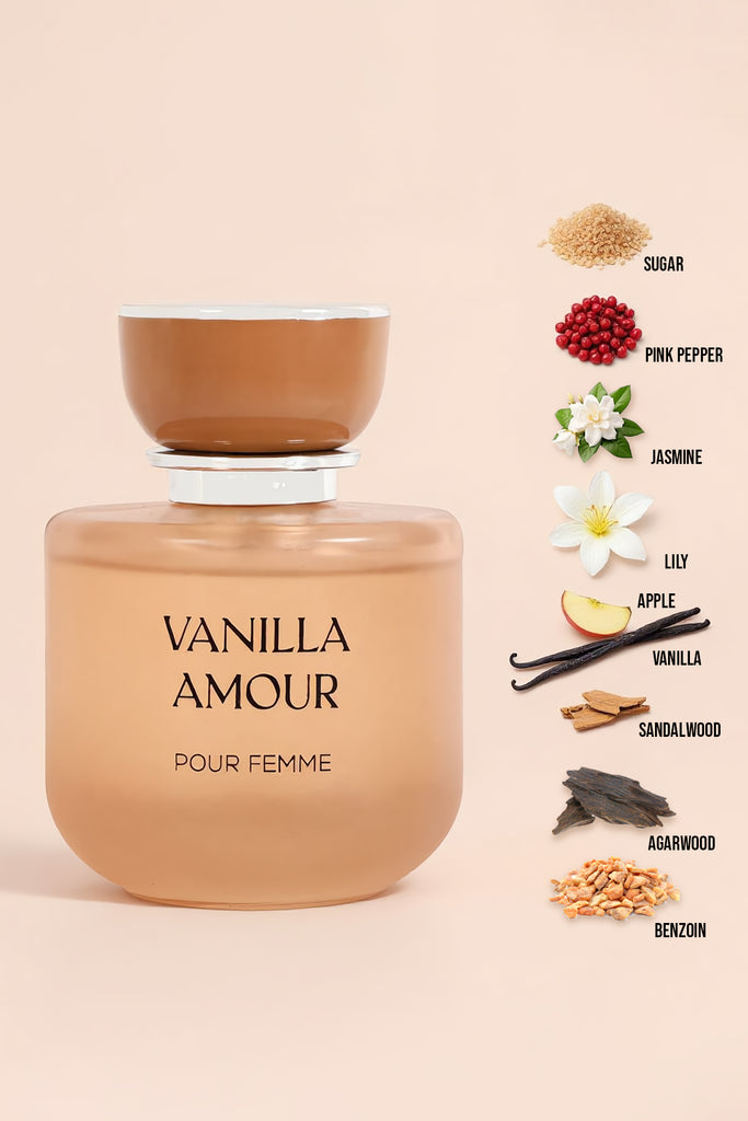 VANILLA AMOUR POUR FEMME SPRAY PERFUME EAU DE PARFUM FOR WOMEN - 100ML/3.4FL.OZ