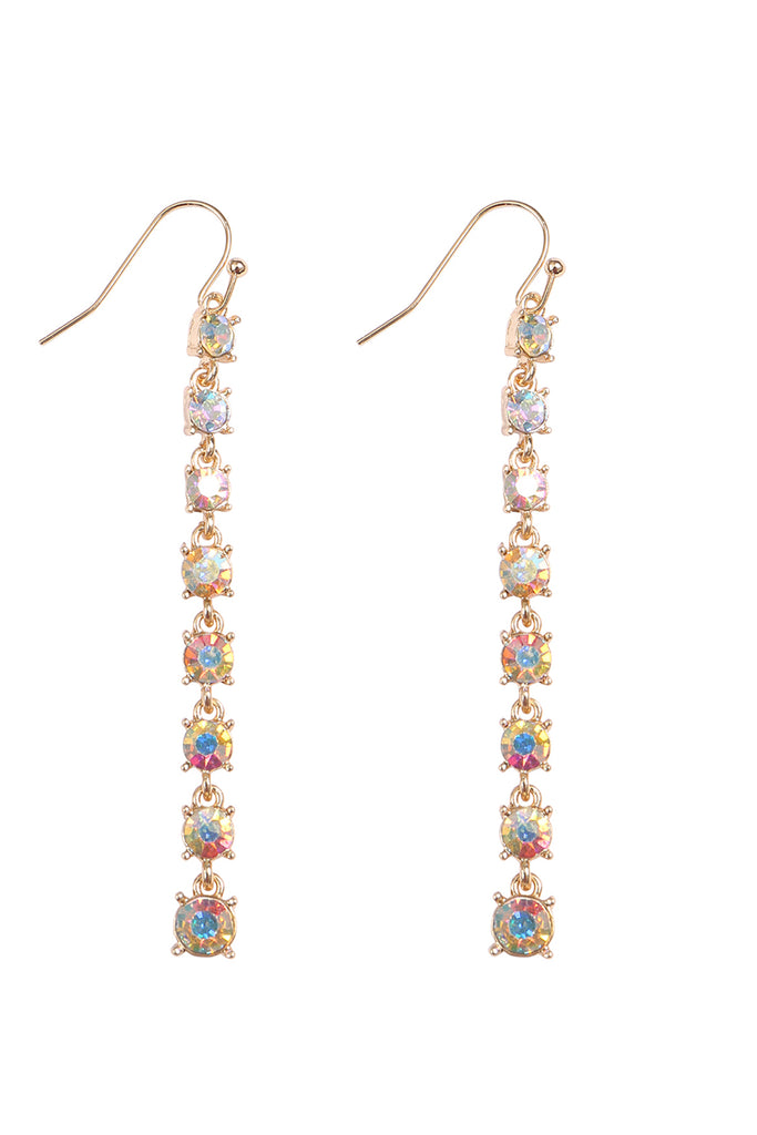 RHINESTONE LINEAR DROP HOOK EARRINGS