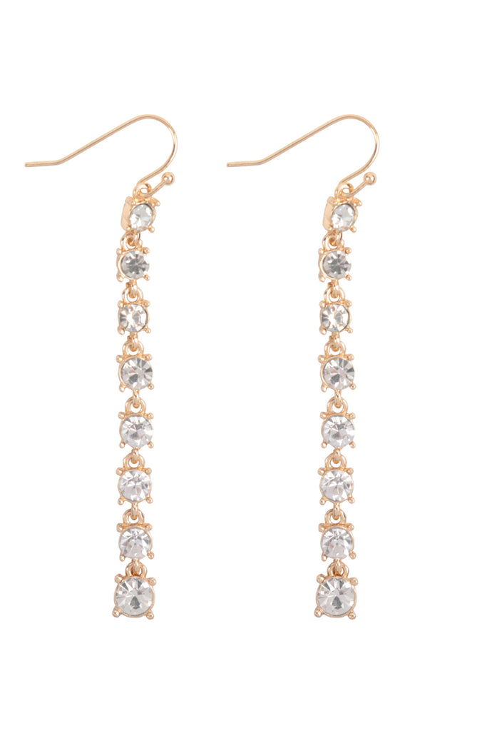 RHINESTONE LINEAR DROP HOOK EARRINGS