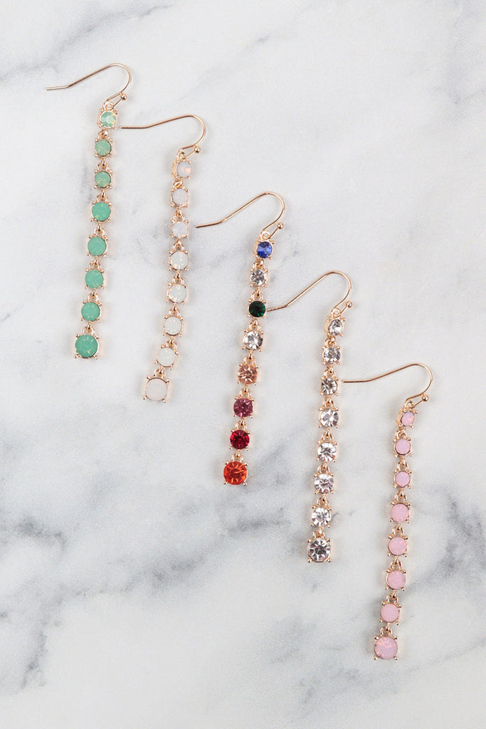 RHINESTONE LINEAR DROP HOOK EARRINGS
