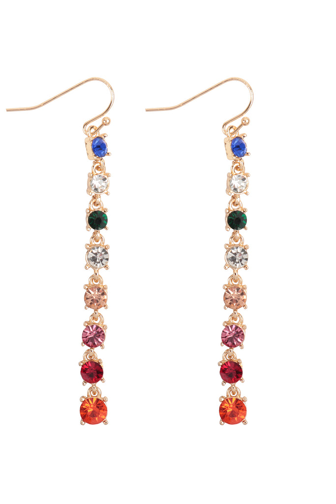 RHINESTONE LINEAR DROP HOOK EARRINGS