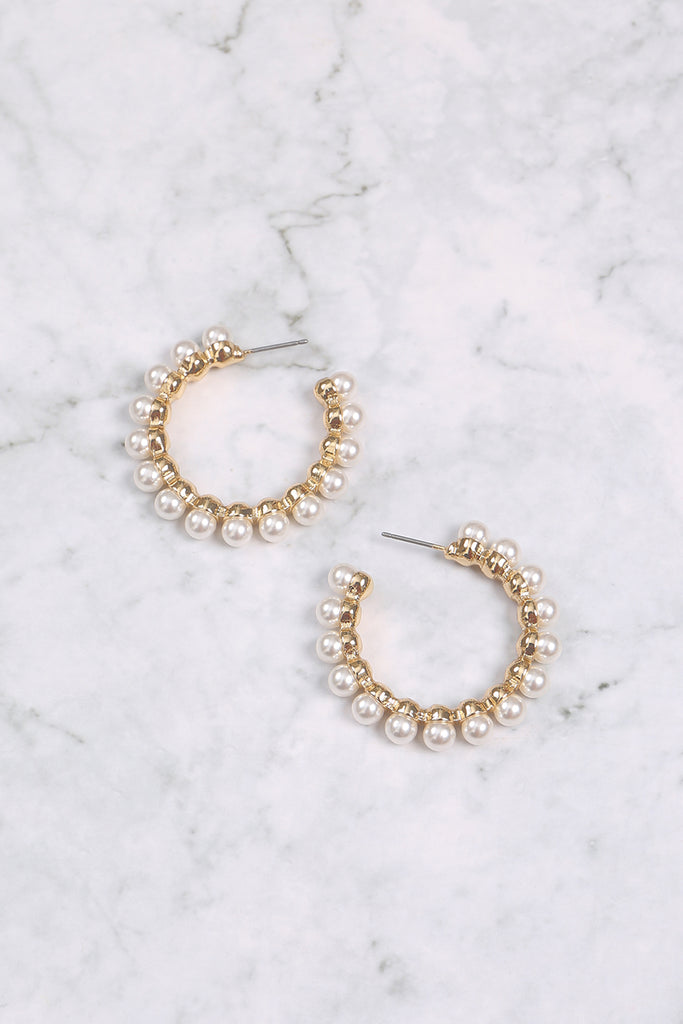 41MM PEARL HOOP EARRINGS
