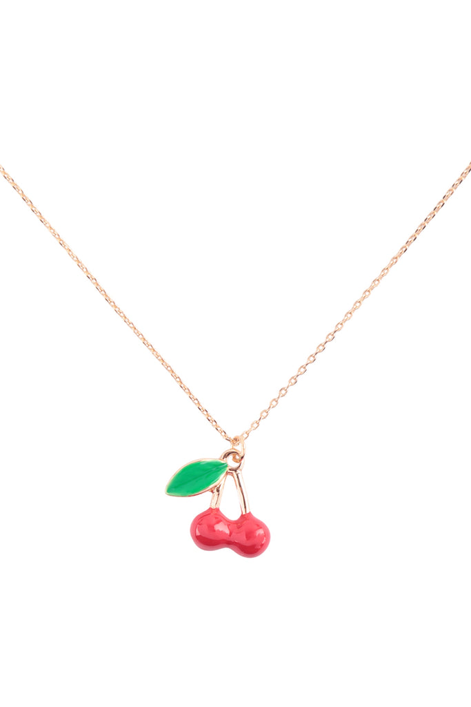 BRASS CHERRY PENDANT NECKLACE
