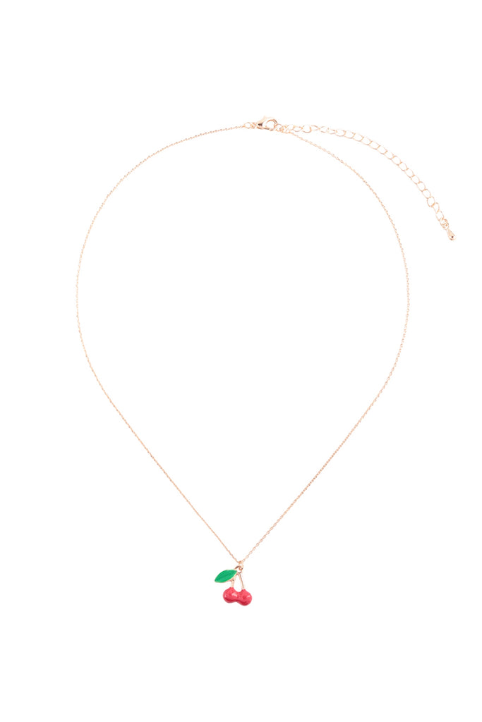 BRASS CHERRY PENDANT NECKLACE