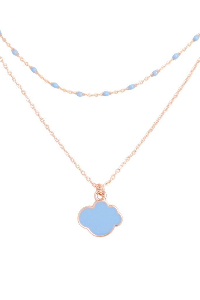 CLOUD COLOR PENDANT LAYERED BRASS NECKLACE